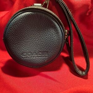 Coach Navy Leather Circular Wristlet